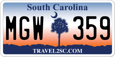 SC license plate MGW359
