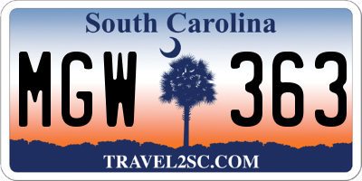 SC license plate MGW363