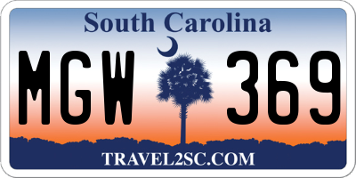 SC license plate MGW369