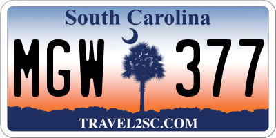 SC license plate MGW377