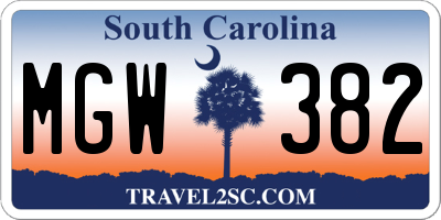 SC license plate MGW382