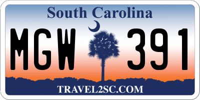 SC license plate MGW391