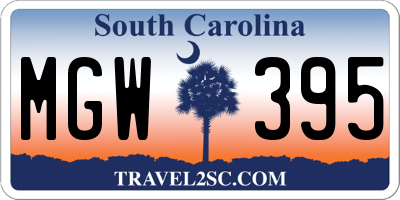 SC license plate MGW395