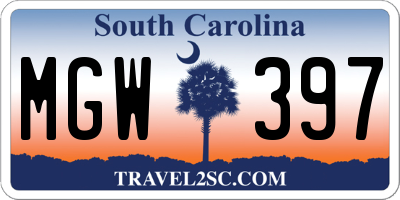 SC license plate MGW397