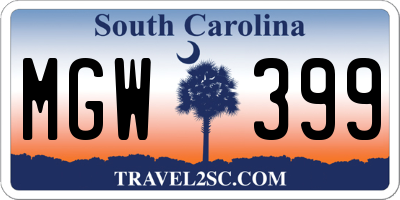 SC license plate MGW399