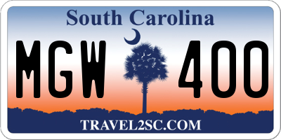 SC license plate MGW400