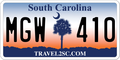 SC license plate MGW410