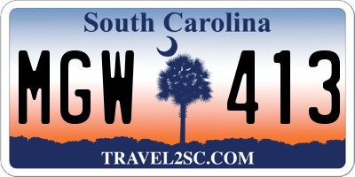 SC license plate MGW413
