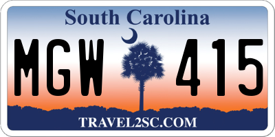 SC license plate MGW415