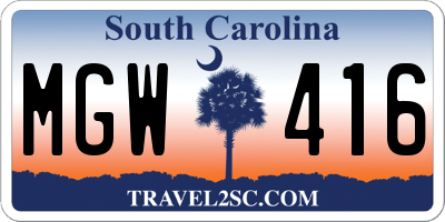 SC license plate MGW416