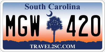 SC license plate MGW420