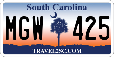 SC license plate MGW425