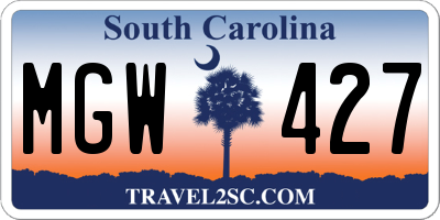 SC license plate MGW427