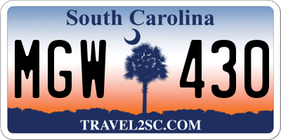 SC license plate MGW430