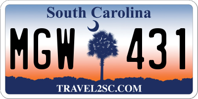 SC license plate MGW431