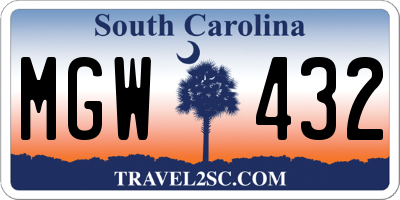 SC license plate MGW432
