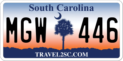 SC license plate MGW446