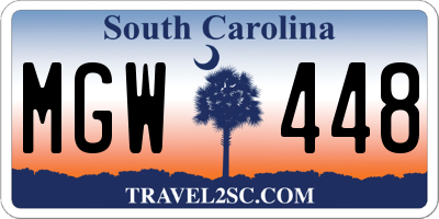 SC license plate MGW448
