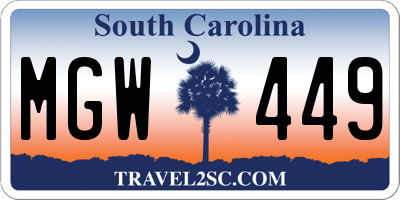 SC license plate MGW449