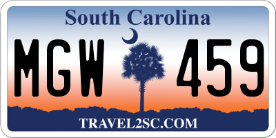 SC license plate MGW459