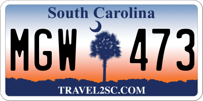 SC license plate MGW473