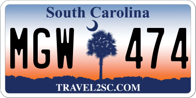 SC license plate MGW474