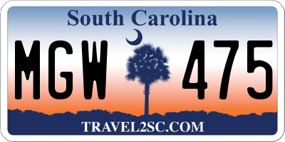 SC license plate MGW475