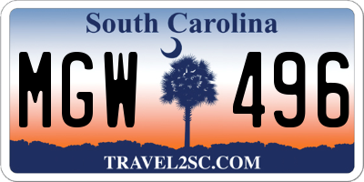 SC license plate MGW496