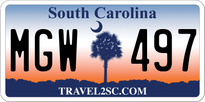 SC license plate MGW497