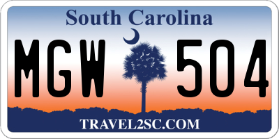 SC license plate MGW504