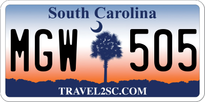 SC license plate MGW505
