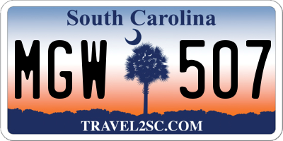 SC license plate MGW507