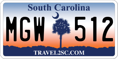 SC license plate MGW512