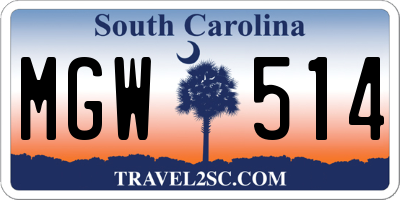 SC license plate MGW514