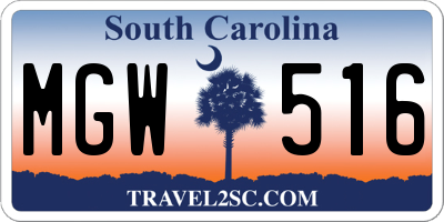 SC license plate MGW516