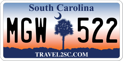SC license plate MGW522