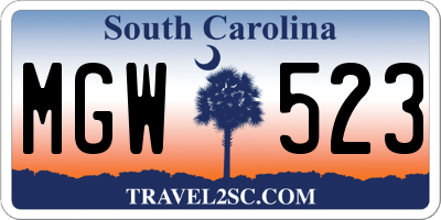 SC license plate MGW523