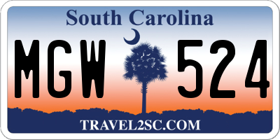 SC license plate MGW524