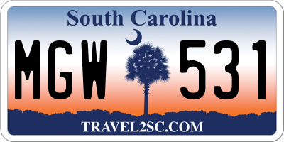 SC license plate MGW531