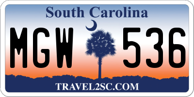 SC license plate MGW536