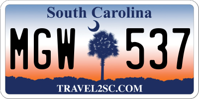 SC license plate MGW537