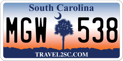 SC license plate MGW538