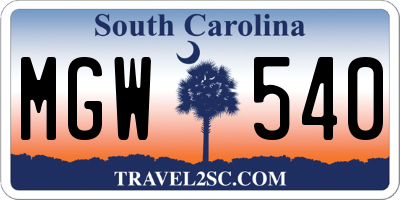 SC license plate MGW540