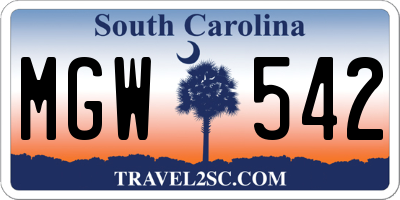 SC license plate MGW542