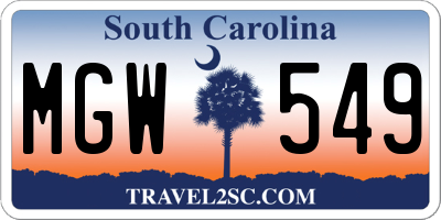 SC license plate MGW549