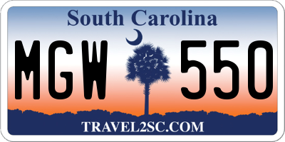 SC license plate MGW550