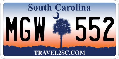 SC license plate MGW552