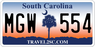 SC license plate MGW554