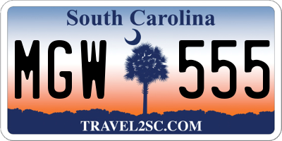 SC license plate MGW555