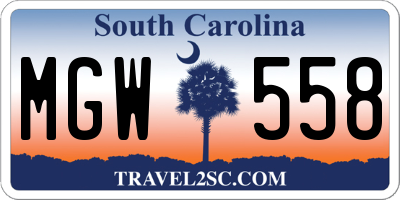 SC license plate MGW558